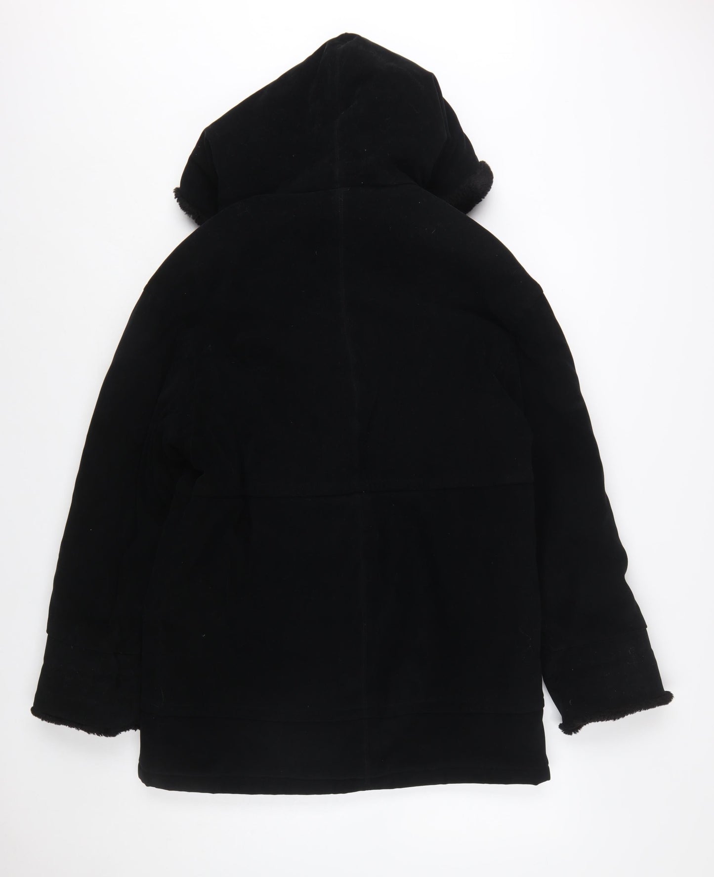 Gallery Womens Black Hooded Mid-Length Coat XS Polyester Blend