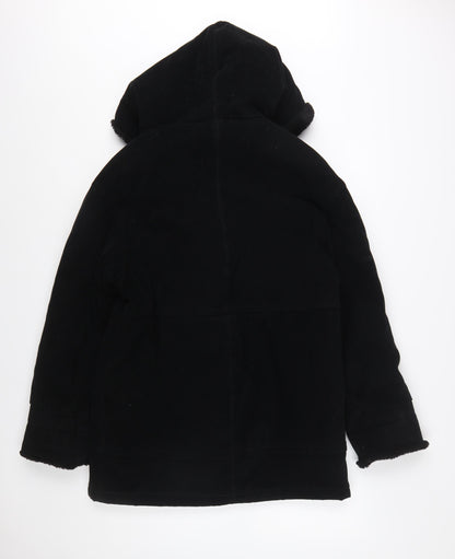 Gallery Womens Black Hooded Mid-Length Coat XS Polyester Blend