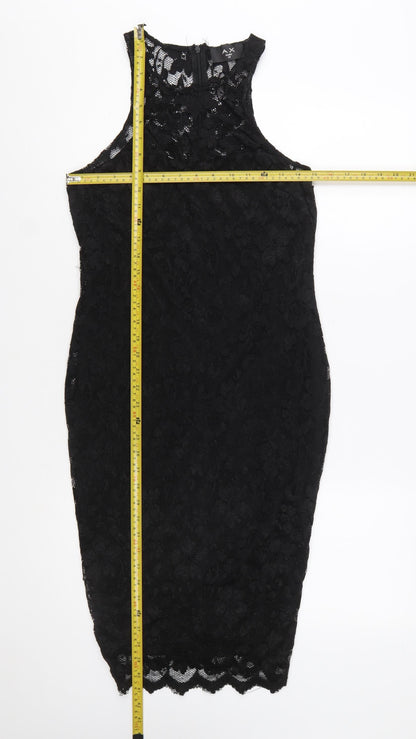 AX Paris Women's Black Lace Bodycon Knee Length Dress Size 14