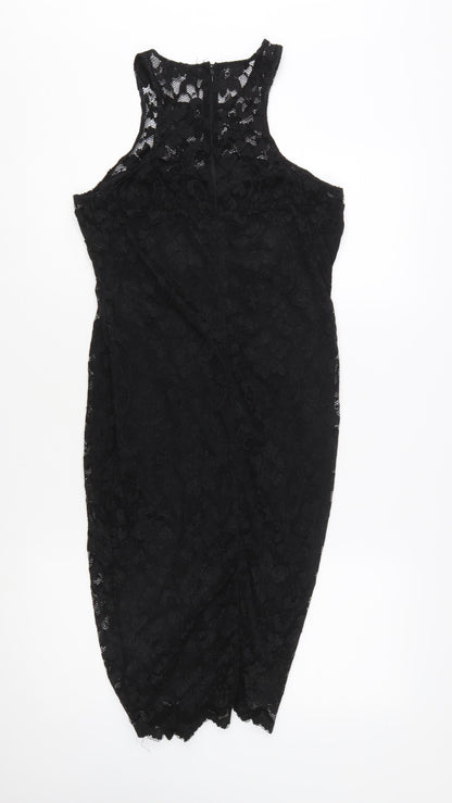 AX Paris Women's Black Lace Bodycon Knee Length Dress Size 14
