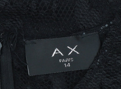 AX Paris Women's Black Lace Bodycon Knee Length Dress Size 14