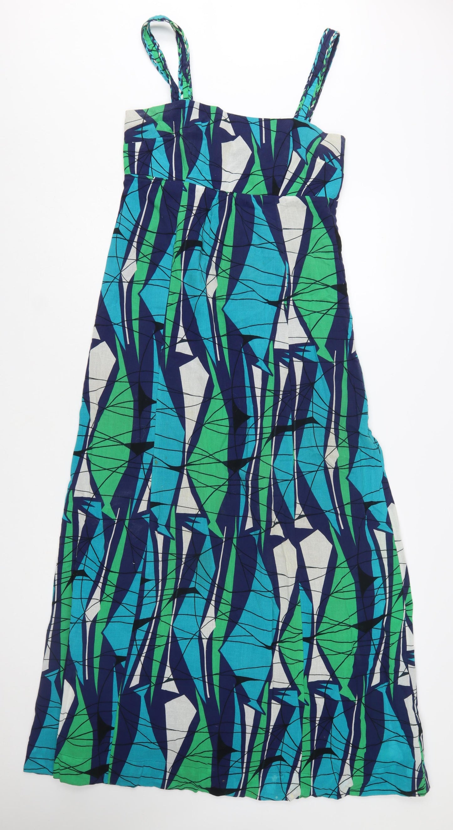 Monsoon Womens Multicoloured Size 10 A-Line Cotton Sleeveless Midi Dress