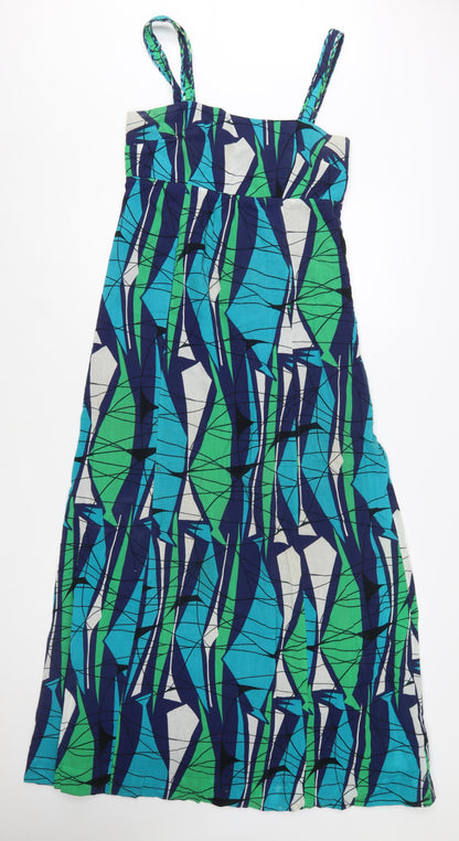 Monsoon Womens Multicoloured Size 10 A-Line Cotton Sleeveless Midi Dress
