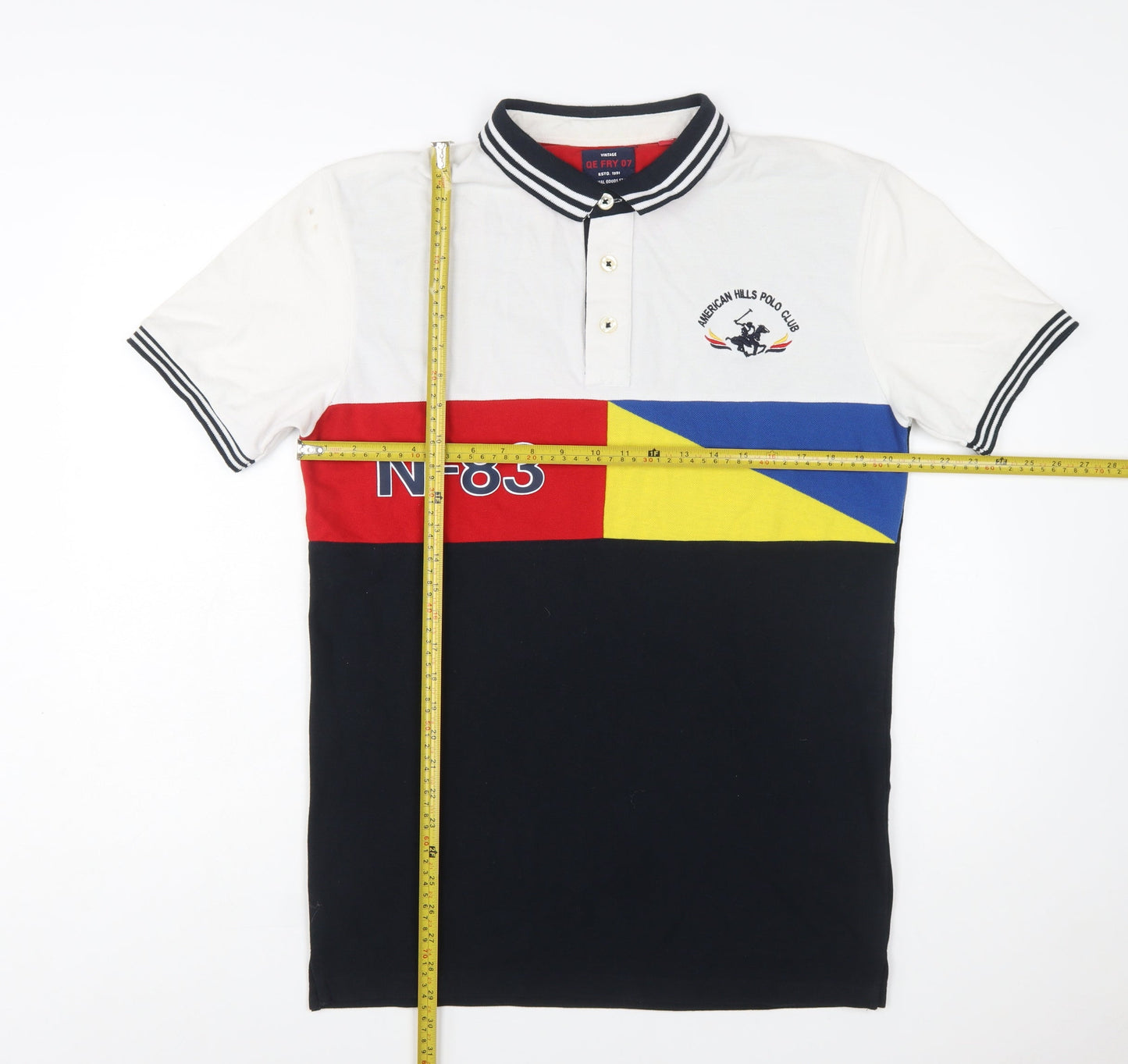 QE FRY 07 Men's Multicoloured 2XL Colourblock Polo Shirt