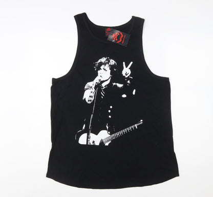 Death Kitty Women's Black Cotton Rock Music Tank Top Size 18