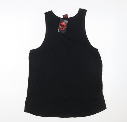 Death Kitty Women's Black Cotton Rock Music Tank Top Size 18