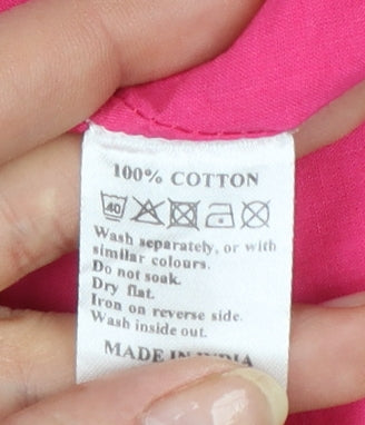Monsoon Women's Pink Embroidered Cotton Strapless A-Line Dress Size 10