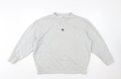 Adidas Women's Grey Cotton Blend Crew Neck Sweatshirt Size 10