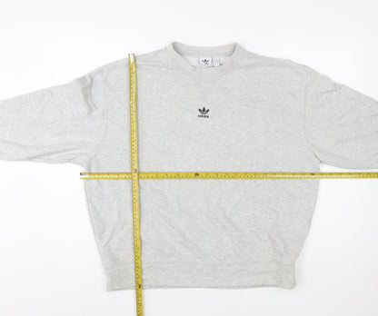 Adidas Women's Grey Cotton Blend Crew Neck Sweatshirt Size 10