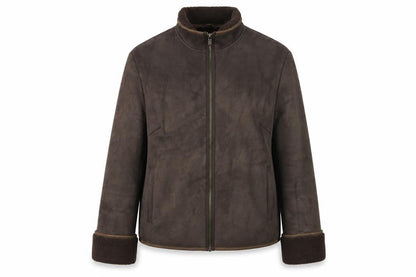 Next Womens Brown Faux Shearling Zip Jacket Size 14