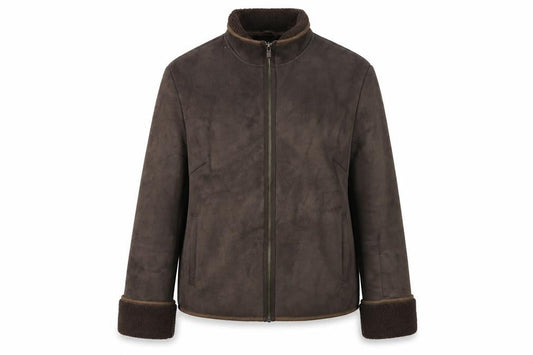 Next Womens Brown Faux Shearling Zip Jacket Size 14