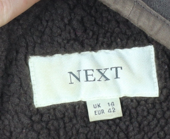 Next Womens Brown Faux Shearling Zip Jacket Size 14