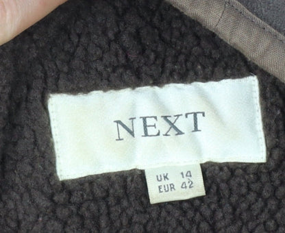 Next Womens Brown Faux Shearling Zip Jacket Size 14