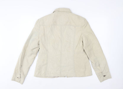 Just J Women's Beige Cotton Zip Basic Jacket Size 14