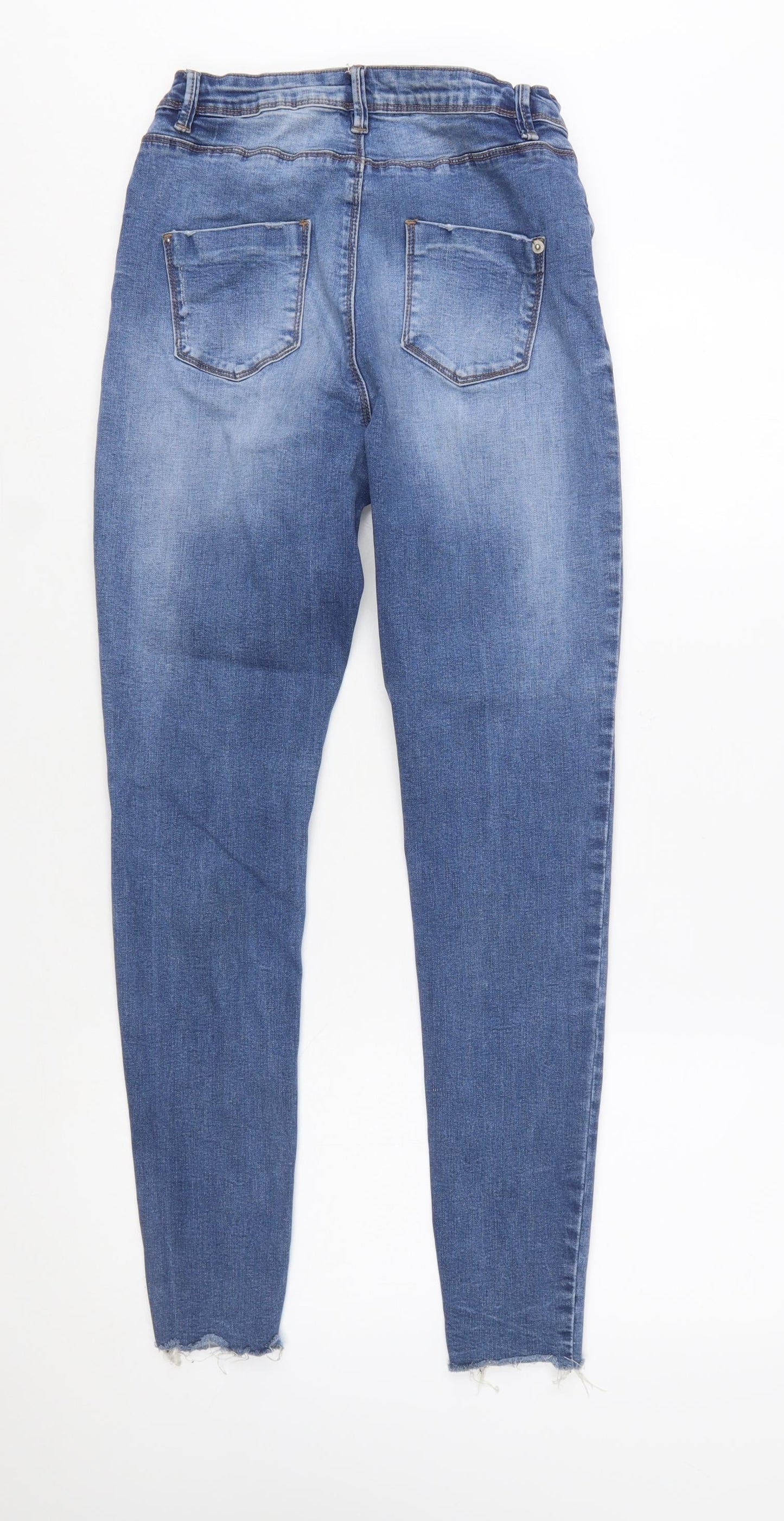 Missguided Women’s Blue Skinny Jeans Size 10 Distressed Denim