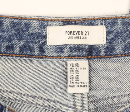 Forever 21 Womens Blue Distressed High Rise Straight Jeans Size 8
