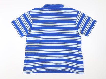 Craghoppers Men's Blue Striped Cotton Polo Shirt 2XL