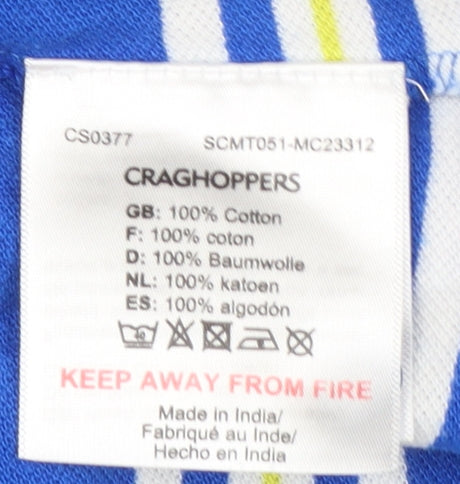 Craghoppers Men's Blue Striped Cotton Polo Shirt 2XL