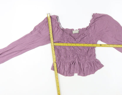 Urban Outfitters Women’s Purple Cropped Smocked Long Sleeve Blouse XS