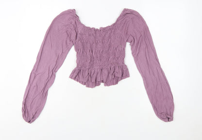 Urban Outfitters Women’s Purple Cropped Smocked Long Sleeve Blouse XS