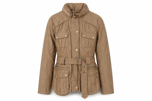 Next Women’s Brown Linen Blend Military Jacket Size 10 Belted Mid-Length