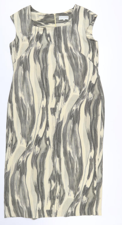 Simon Jeffrey Women Beige Abstract Sheath Dress Size 18
