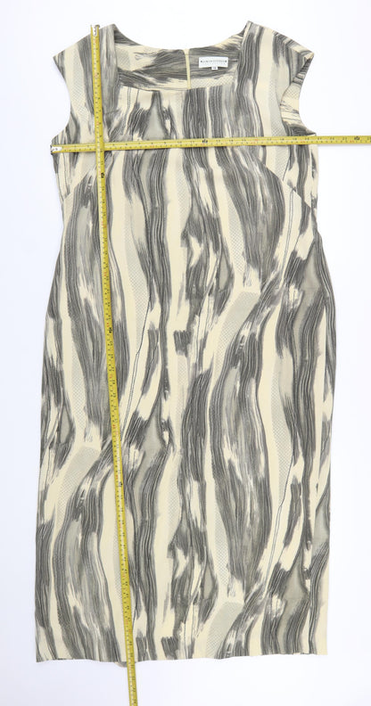 Simon Jeffrey Women Beige Abstract Sheath Dress Size 18
