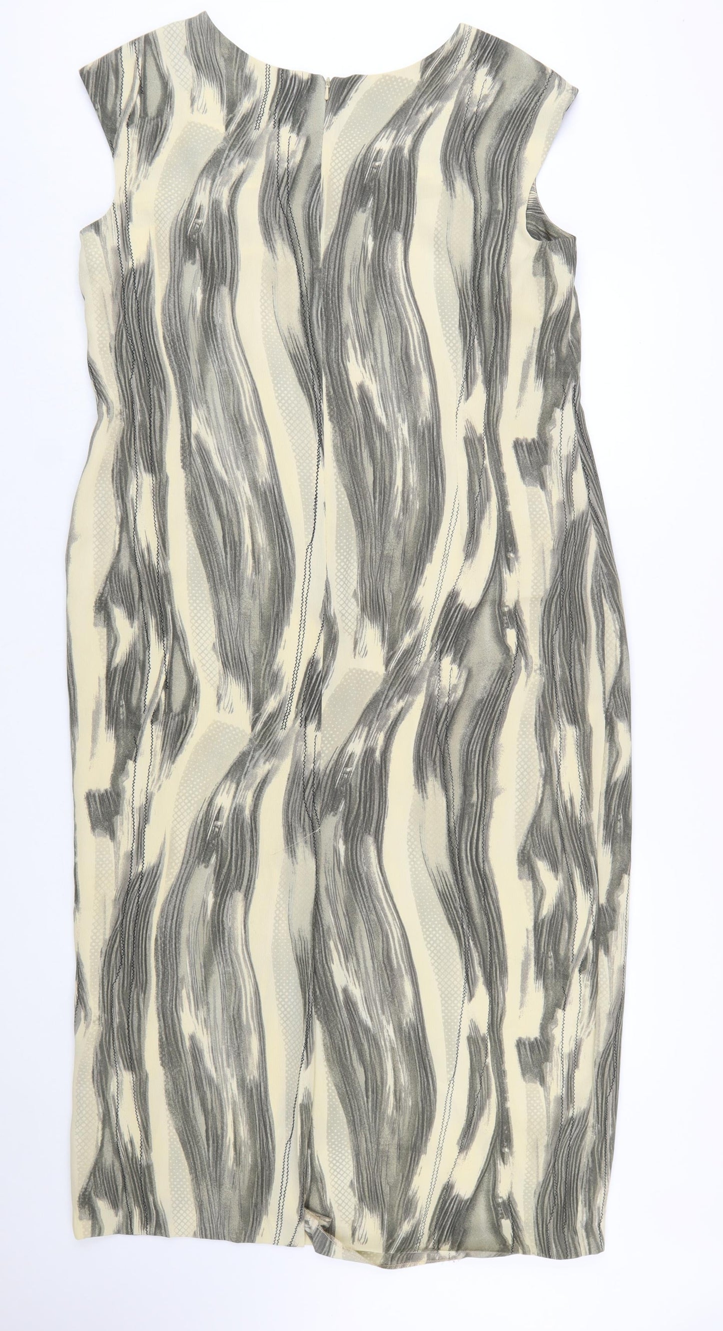 Simon Jeffrey Women Beige Abstract Sheath Dress Size 18