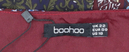 Boohoo Women Multicoloured Size 22 A-Line V-Neck Bohemian Dress