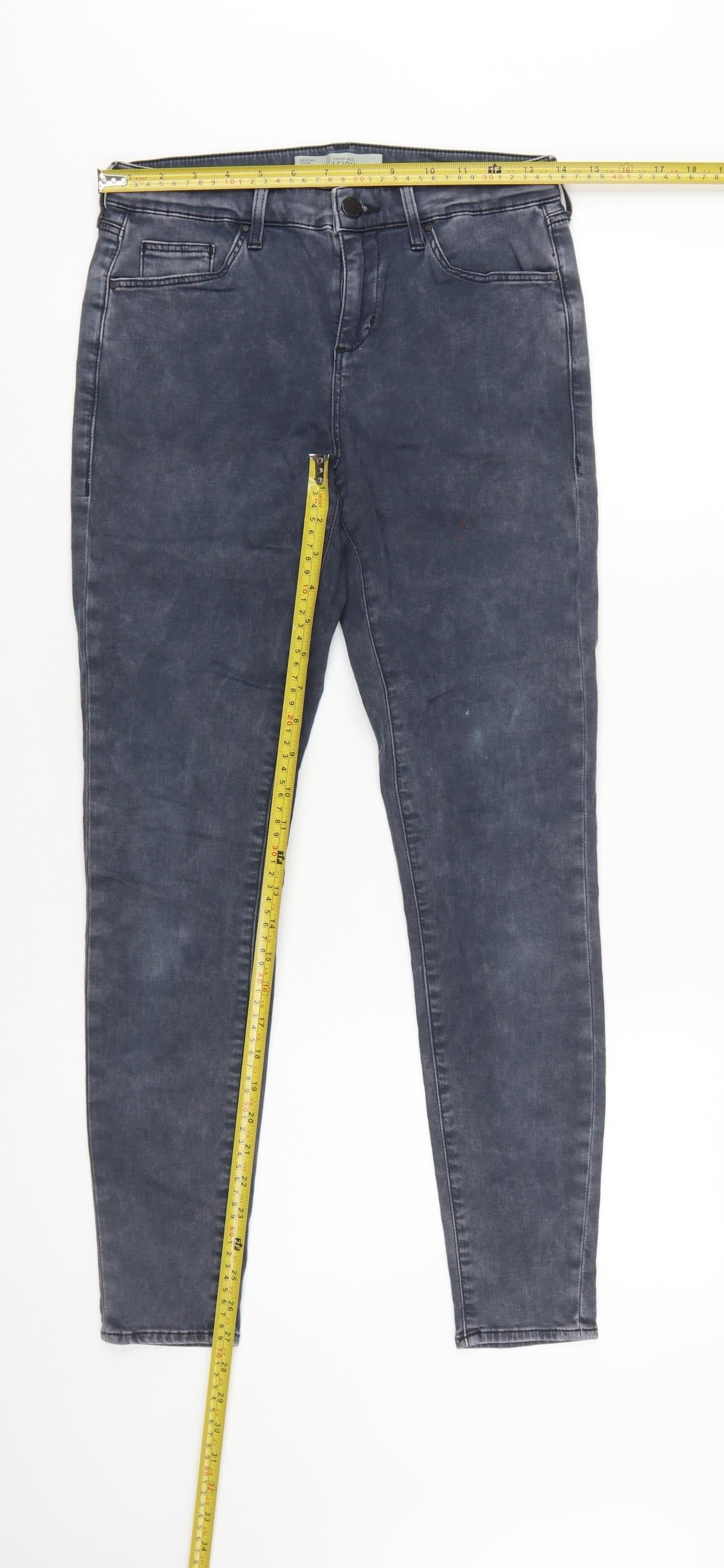 Topshop Moto Leigh Women's Blue Skinny Jeans Size 10 Regular Stretch Denim