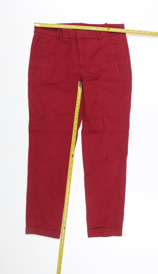 Zara Basic Women's Red Chino Trousers Size 8 Slim Fit Work Casual
