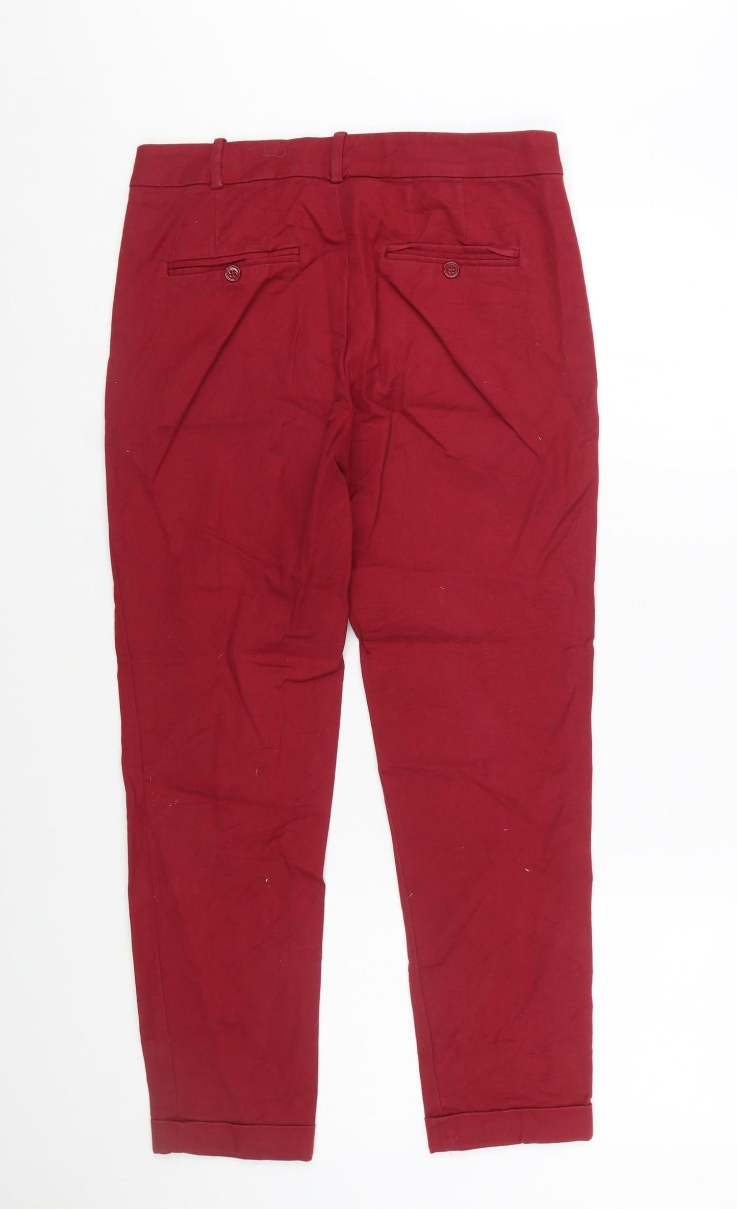 Zara Basic Women's Red Chino Trousers Size 8 Slim Fit Work Casual