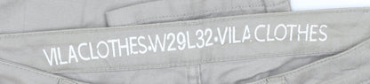 Vila Clothes Women Beige Chino Trousers W29 L32 Slim Fit