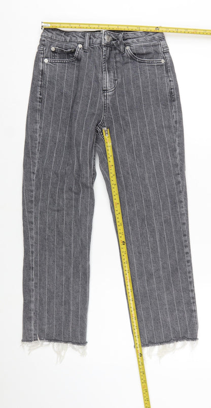 Topshop Women’s Grey Straight Leg Jeans Size 8 Frayed Hem 26W 30L