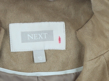 Next Womens Beige Suede Jacket Size 12 Regular Zip Front