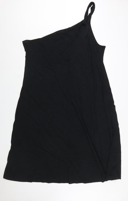 Marks and Spencer Womens Black One Shoulder Jersey Slip Dress Size 24