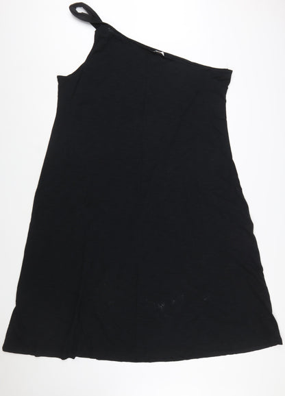 Marks and Spencer Womens Black One Shoulder Jersey Slip Dress Size 24
