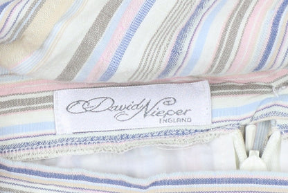 David Nieper Women’s Multicoloured Striped A-Line Linen Midi Skirt Size 16