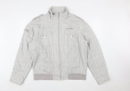 Burton Men's Grey Checked Full Zip Bomber Jacket Size 2XL