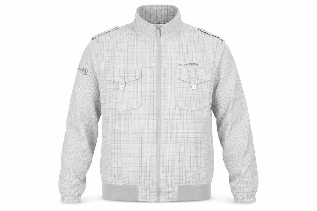 Burton Men's Grey Checked Full Zip Bomber Jacket Size 2XL