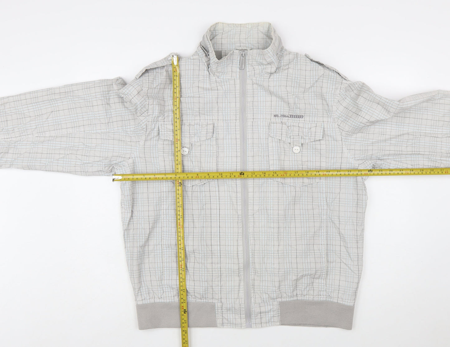 Burton Men's Grey Checked Full Zip Bomber Jacket Size 2XL