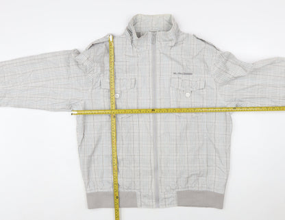 Burton Men's Grey Checked Full Zip Bomber Jacket Size 2XL