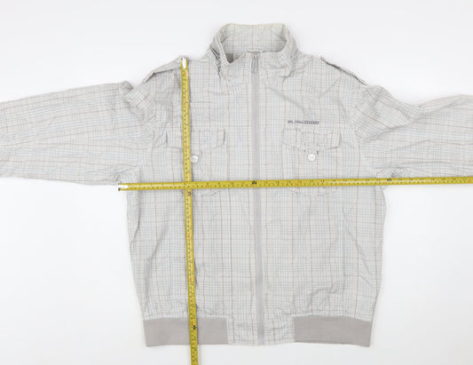 Burton Men's Grey Checked Full Zip Bomber Jacket Size 2XL
