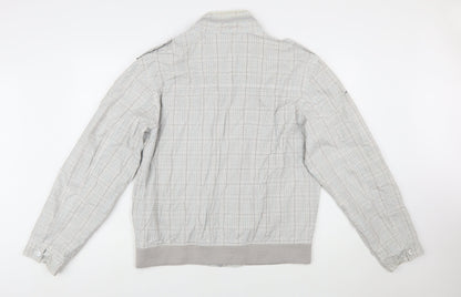 Burton Men's Grey Checked Full Zip Bomber Jacket Size 2XL