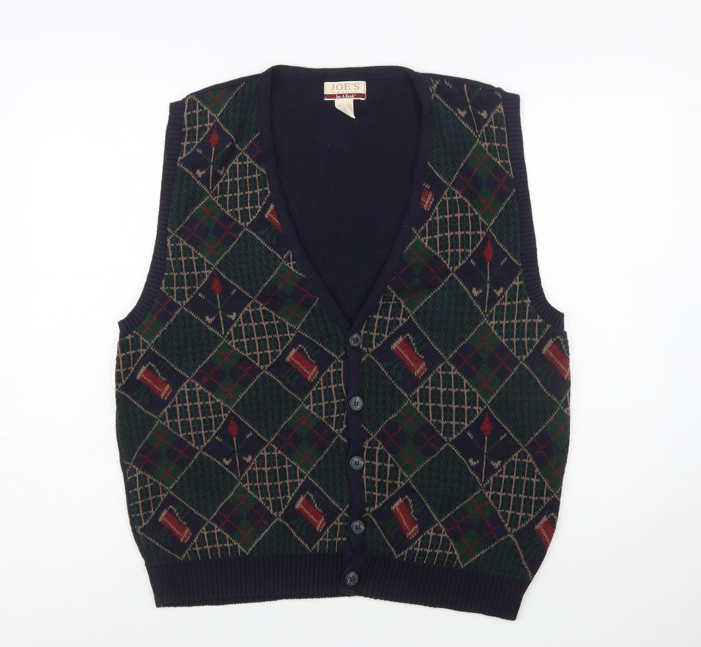 Jos.A.Bank Men's Multicoloured Argyle Wool Knit Vest M Classic