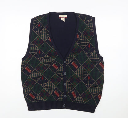 Jos.A.Bank Men's Multicoloured Argyle Wool Knit Vest M Classic