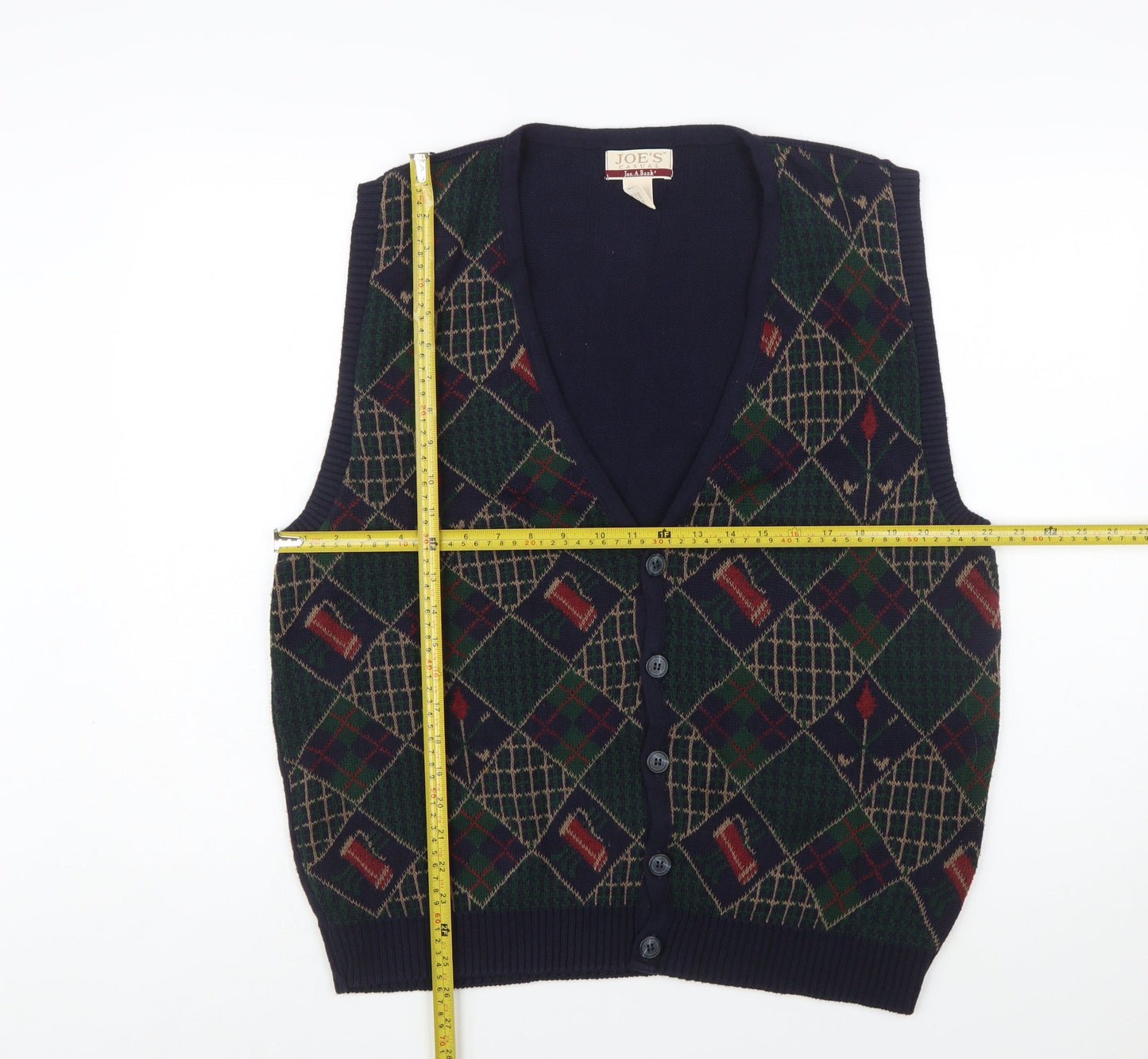 Jos.A.Bank Men's Multicoloured Argyle Wool Knit Vest M Classic