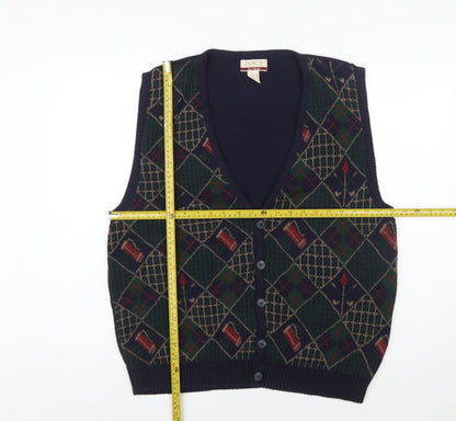 Jos.A.Bank Men's Multicoloured Argyle Wool Knit Vest M Classic