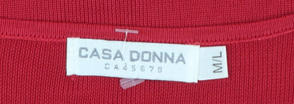 Casa Donna Womens Red Beaded Tank Top M Sleeveless Stretch Jersey
