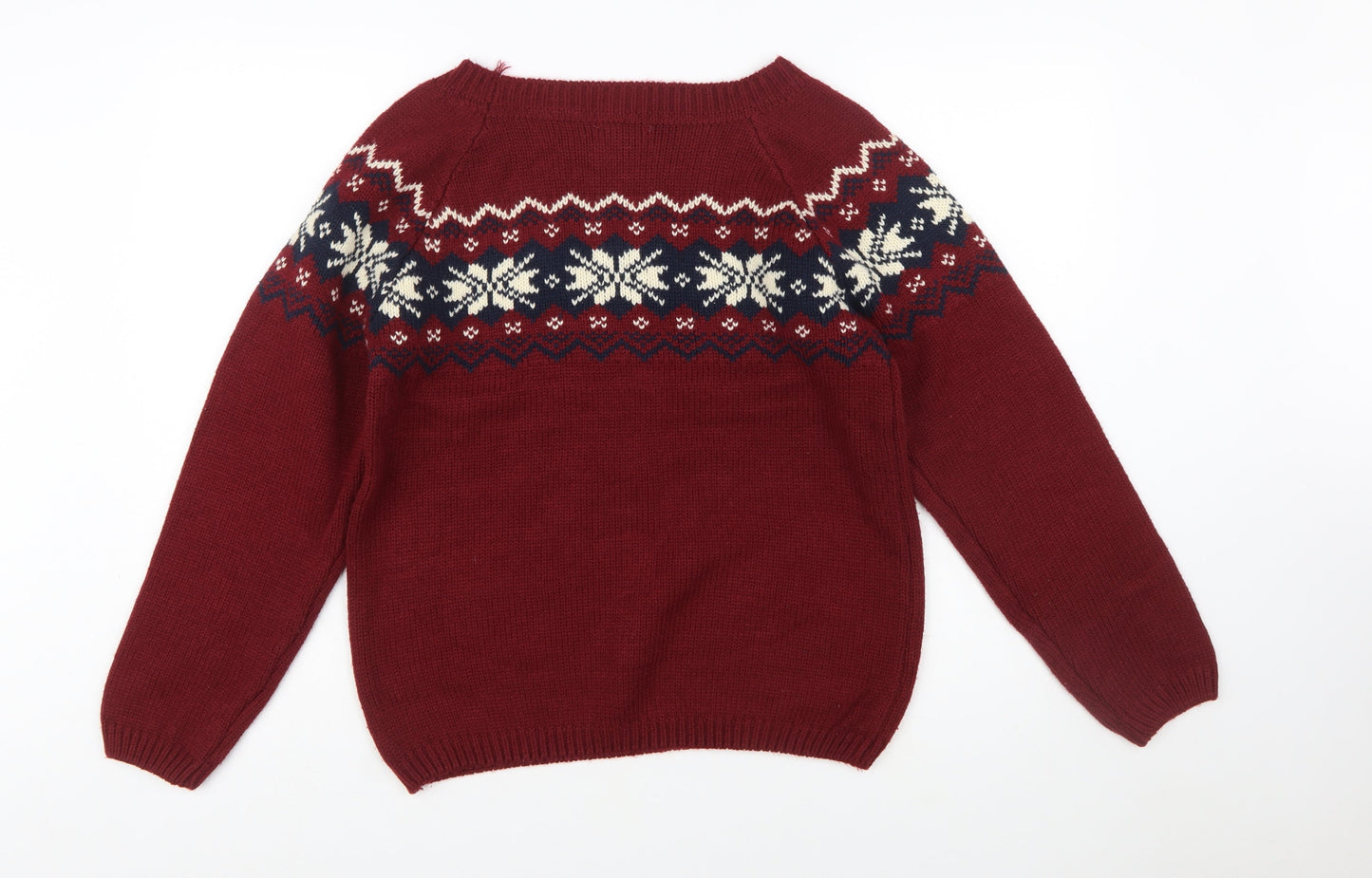 Ardene Womens Red Fair Isle Knit Jumper Size L Winter Pullover